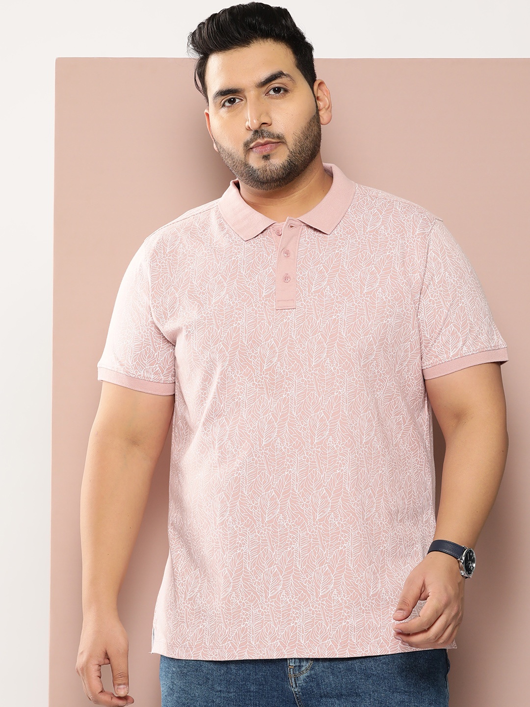 

Sztori Plus Size Pure Cotton Printed T-shirt, Pink