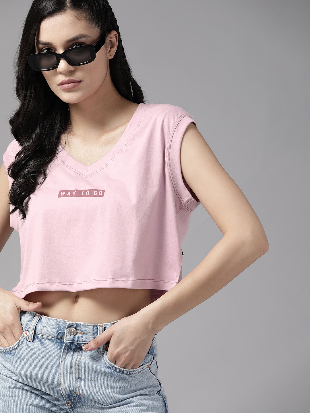

The Roadster Lifestyle Co. Typography Print Detail Cotton Boxy Crop T-shirt, Lavender