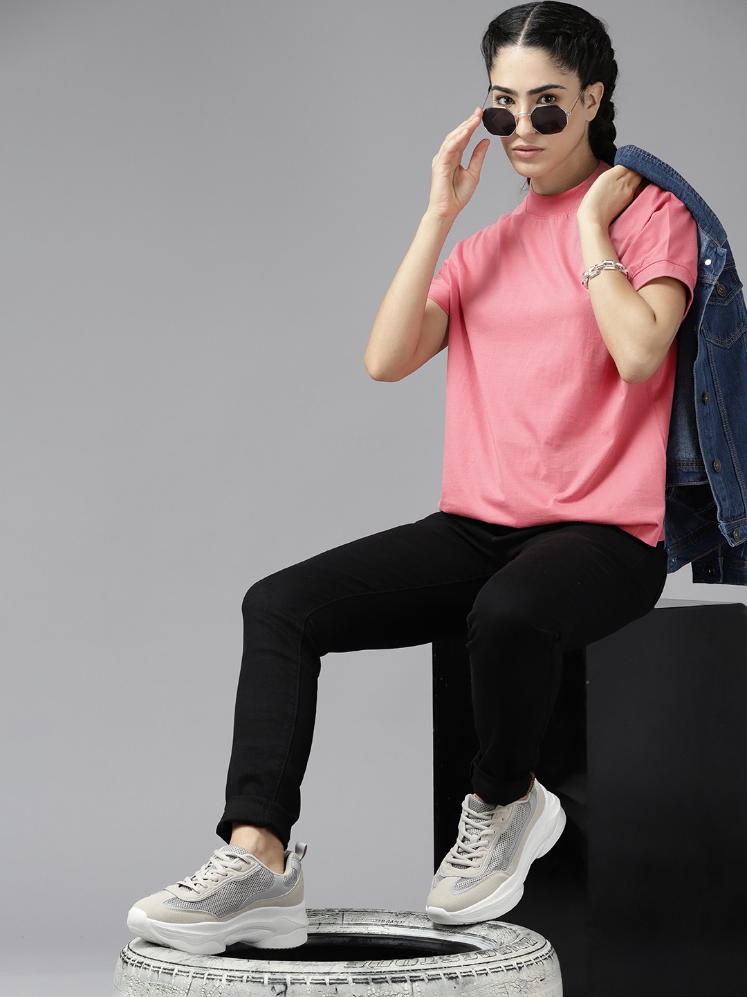 

The Roadster Lifestyle Co. Oversized Pure Cotton T-shirt, Pink