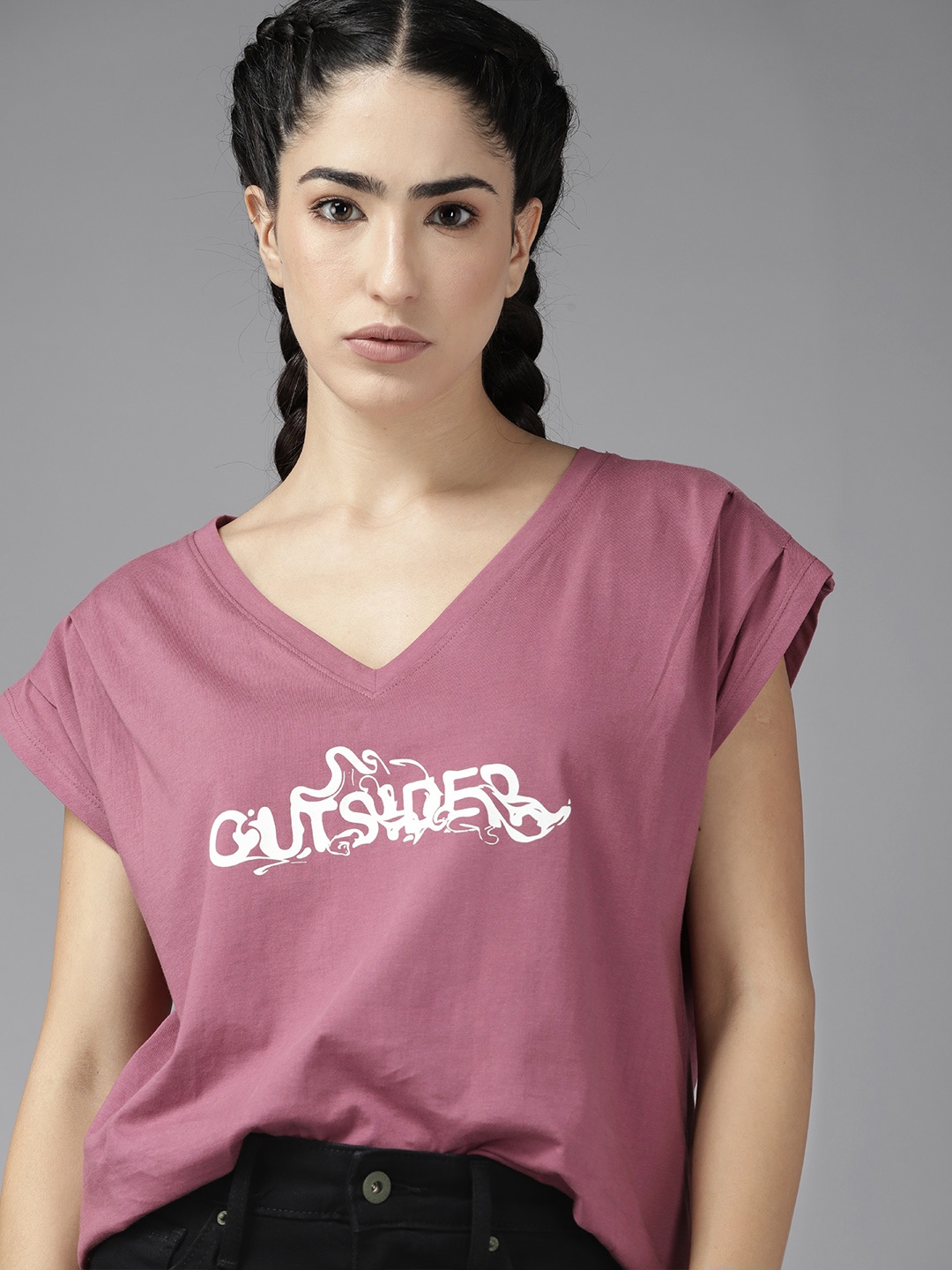 

The Roadster Lifestyle Co. Relaxed Fit Printed T-shirt, Mauve