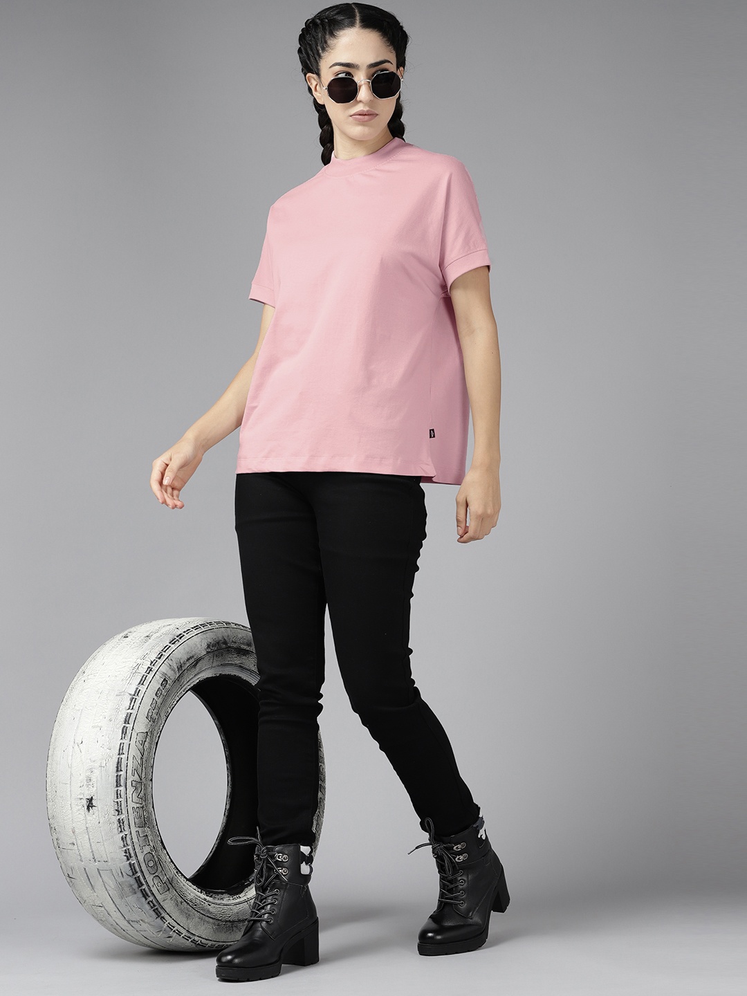 

The Roadster Lifestyle Co. Pure Cotton Oversized Fit T-shirt, Pink