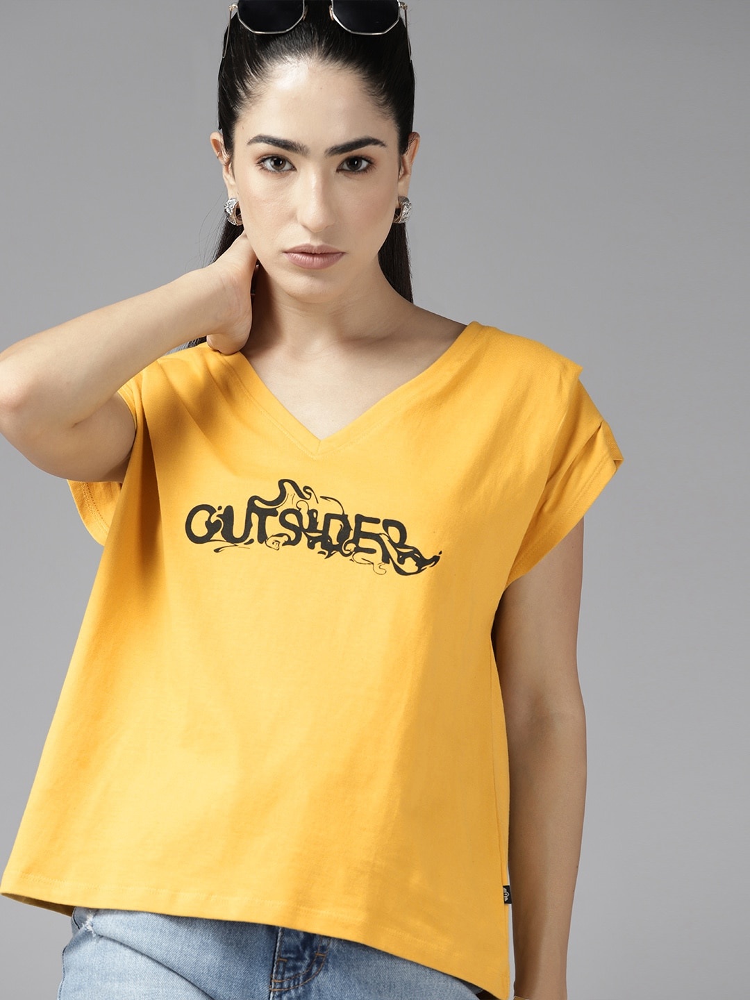 

The Roadster Lifestyle Co. Pure Cotton Relaxed Fit T-shirt, Yellow