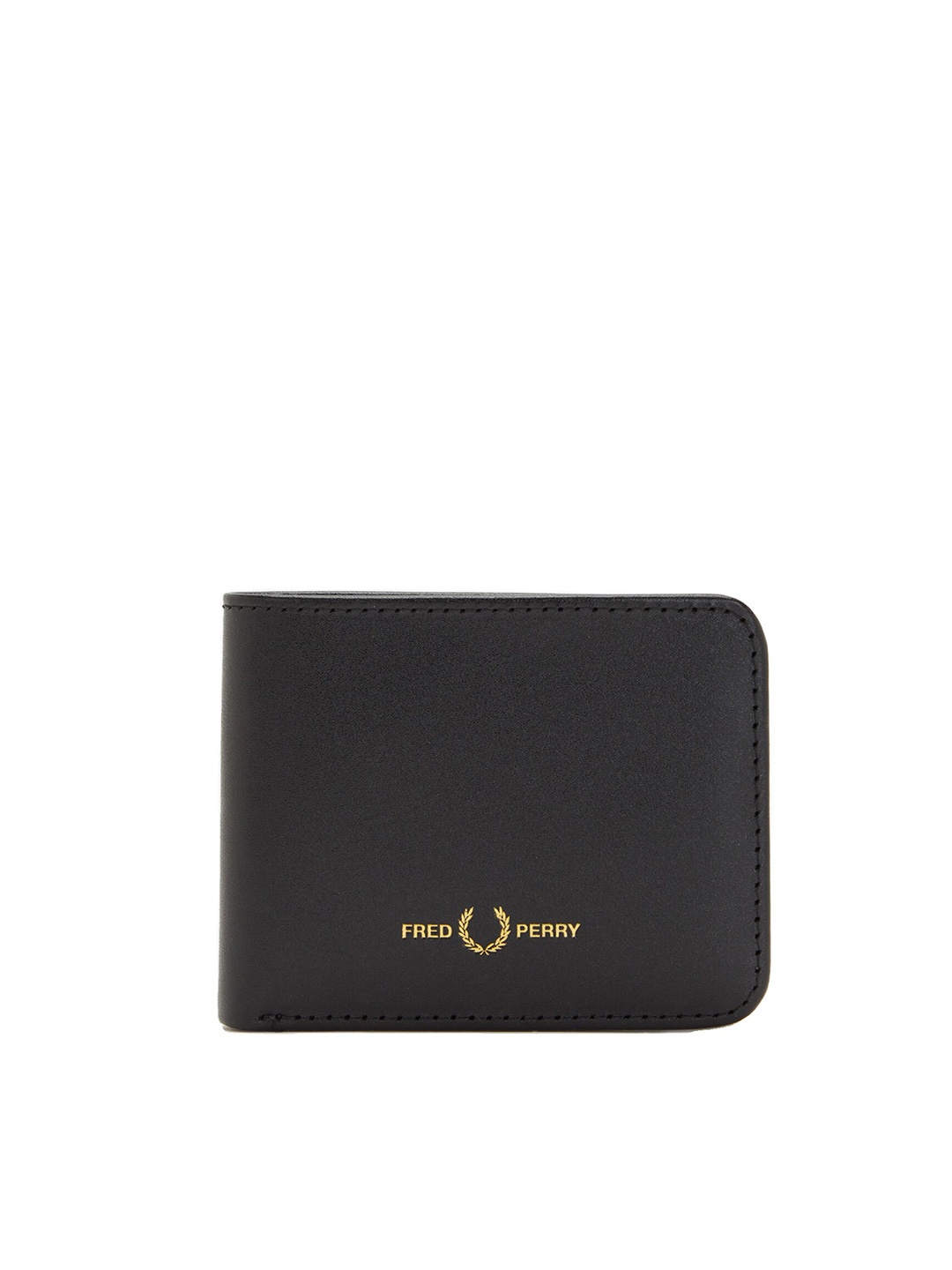 

Fred Perry Men Typography Leather Two Fold Wallet, Black