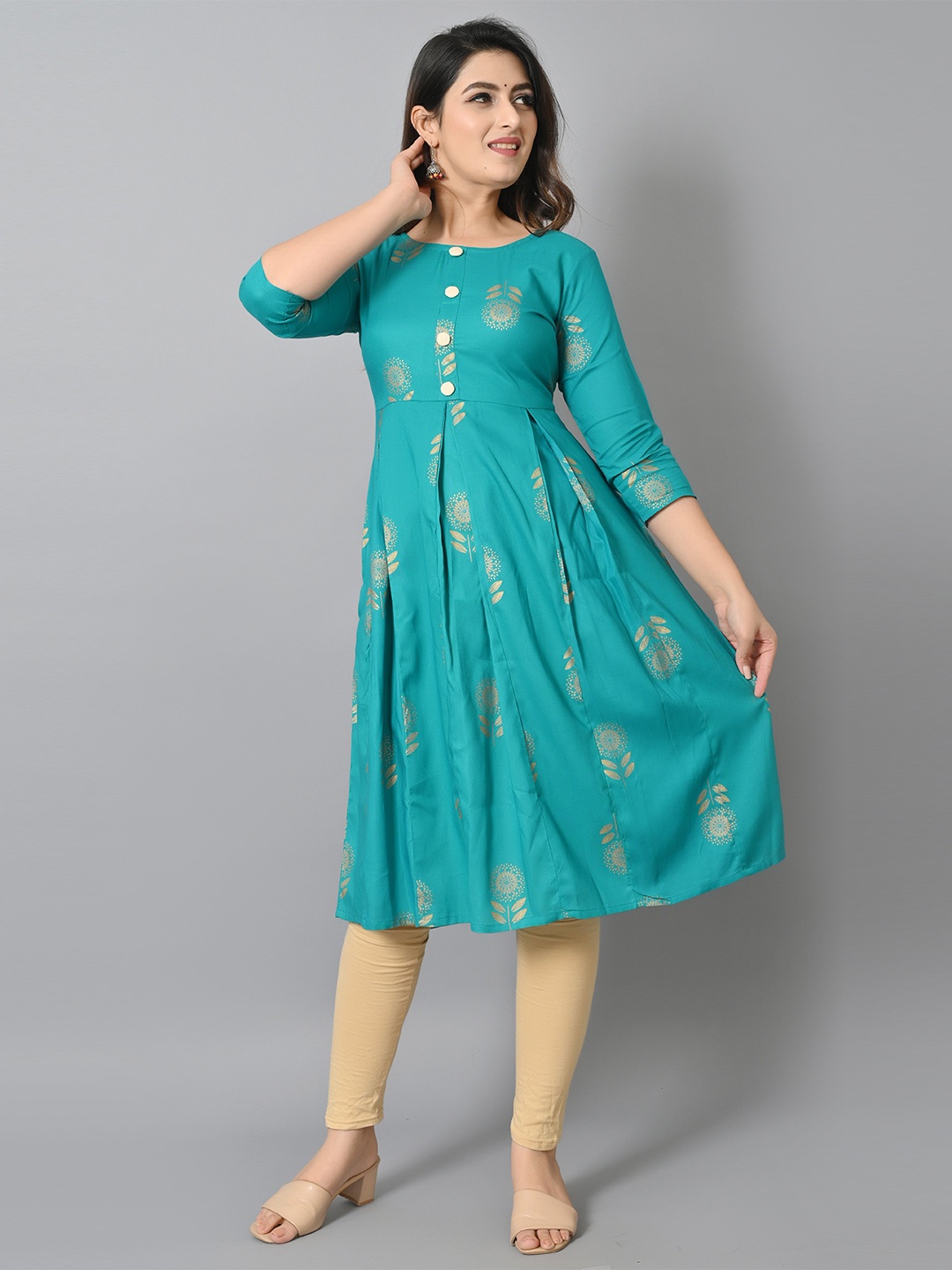 

VASTRAMANIAA Women Ethnic Motifs Printed Kurti, Turquoise blue