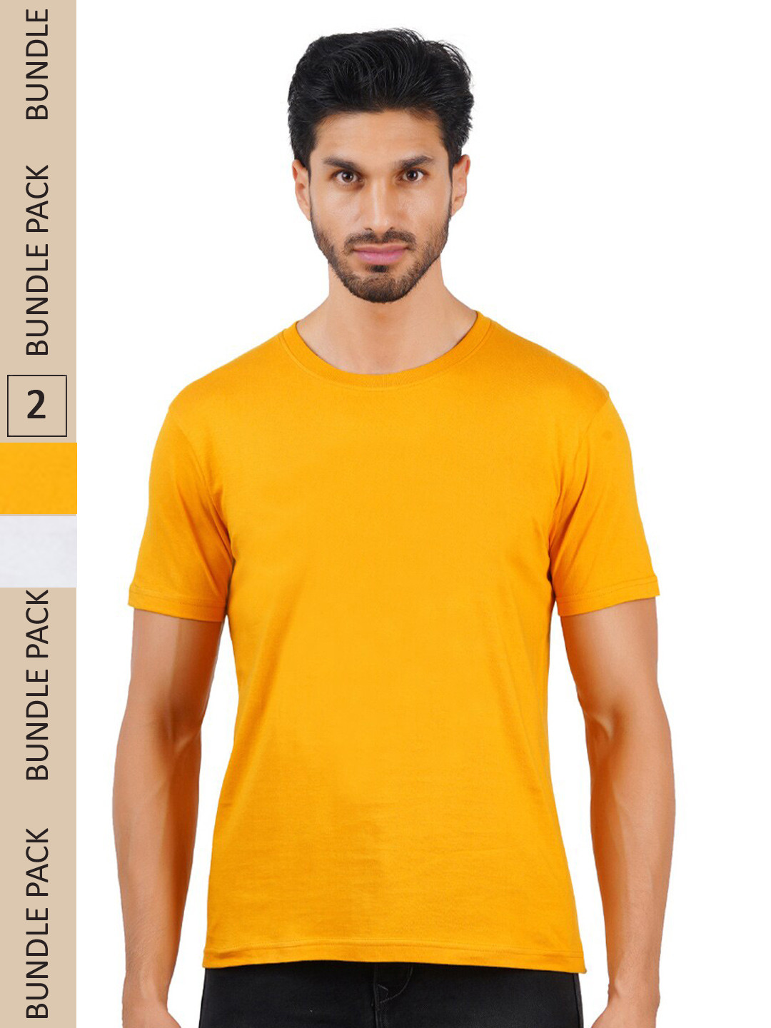 

Vibrant Vesture Men Pack of 2 Pure Cotton T-shirt, White