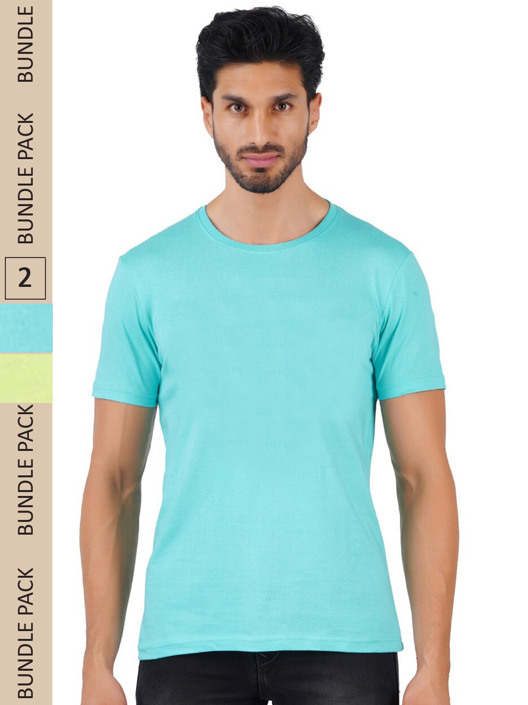 

Vibrant Vesture Men Pack Of 2 Pure Cotton T-shirt, Blue