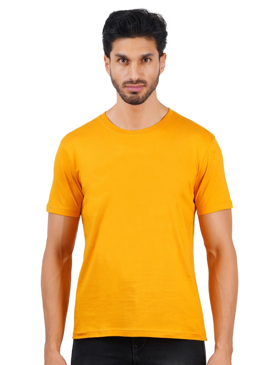 

Vibrant Vesture Men Pure Cotton T-shirt, Yellow