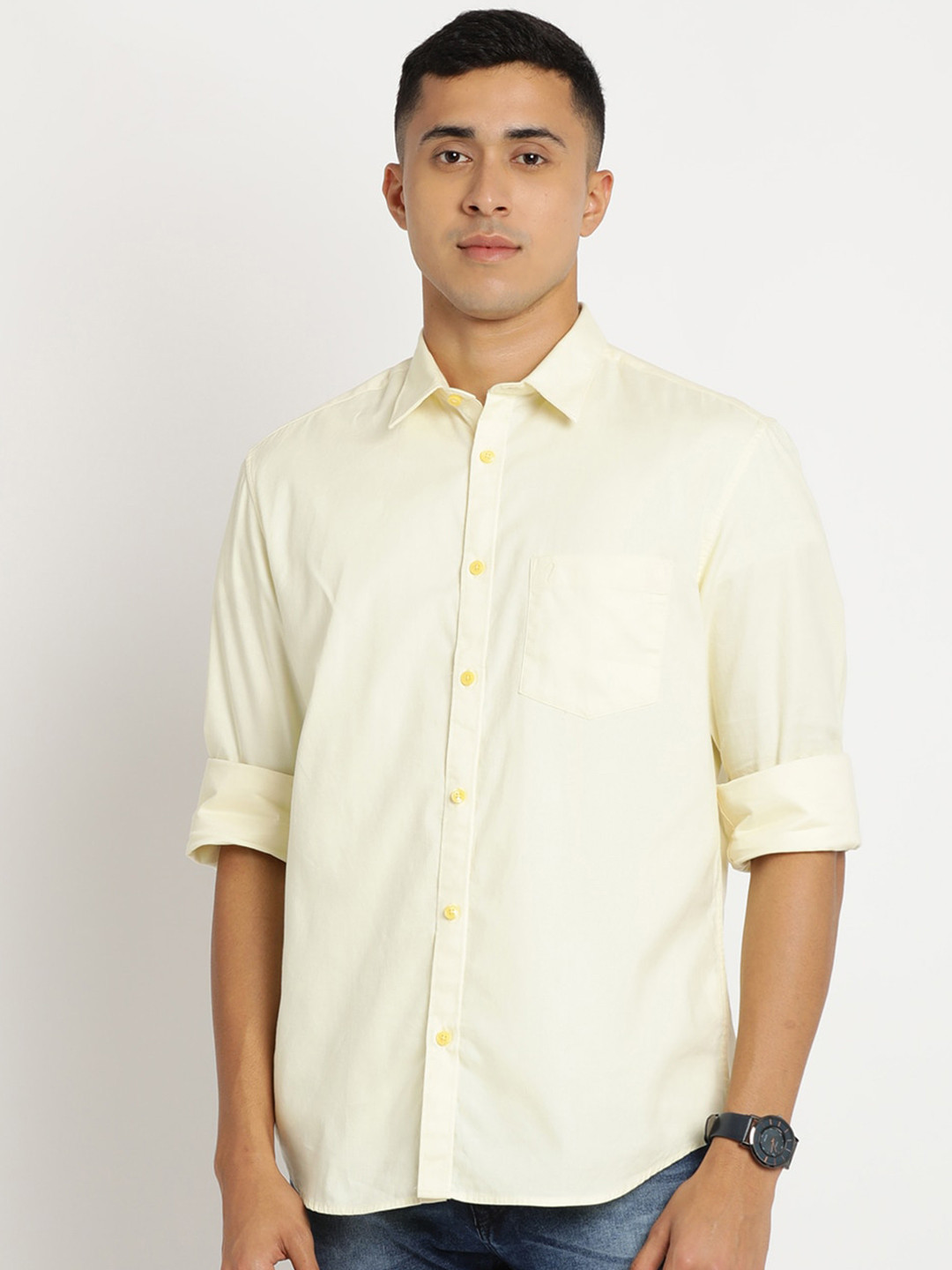 

Indian Terrain Men Chiseled Slim Fit Cotton Casual Shirt, Yellow