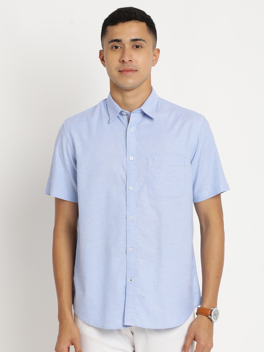 

Indian Terrain Men Chiseled Slim Fit Casual Cotton Shirt, Blue