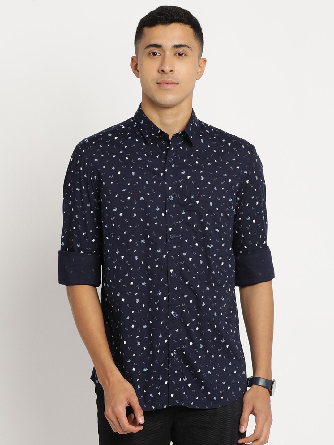 

Indian Terrain Men Chiseled Slim Fit Printed Casual Cotton Shirt, Blue