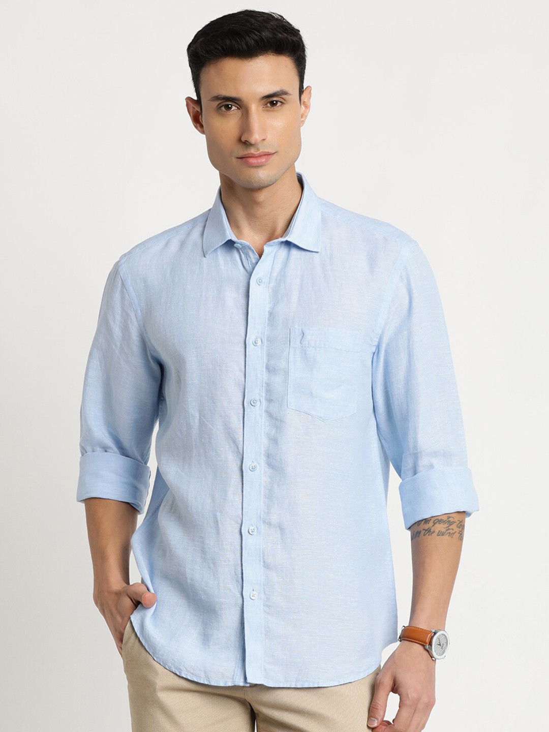 

Indian Terrain Men Chiseled Slim Fit Casual Cotton Shirt, Blue
