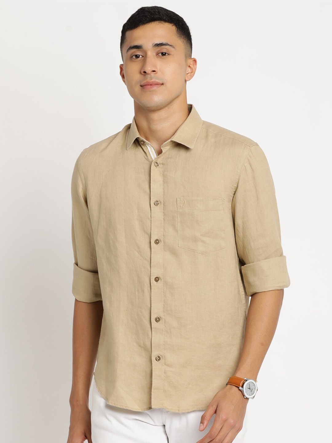 

Indian Terrain Men Chiseled Slim Fit Cotton Casual Shirt, Khaki