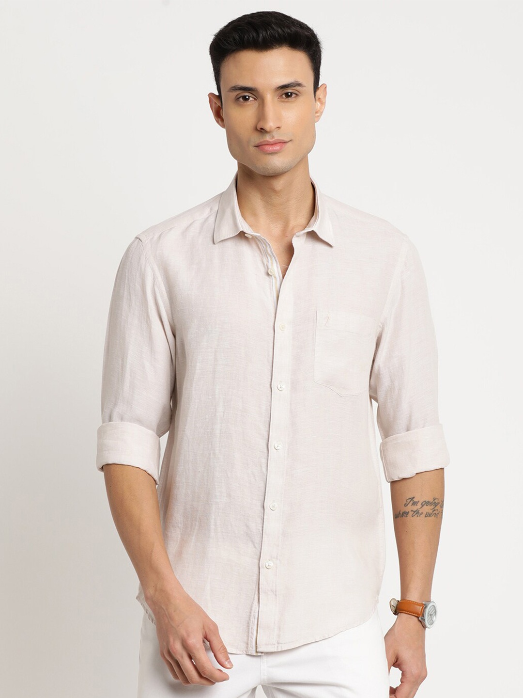 

Indian Terrain Men Cotton Chiseled Slim Fit Casual Shirt, White