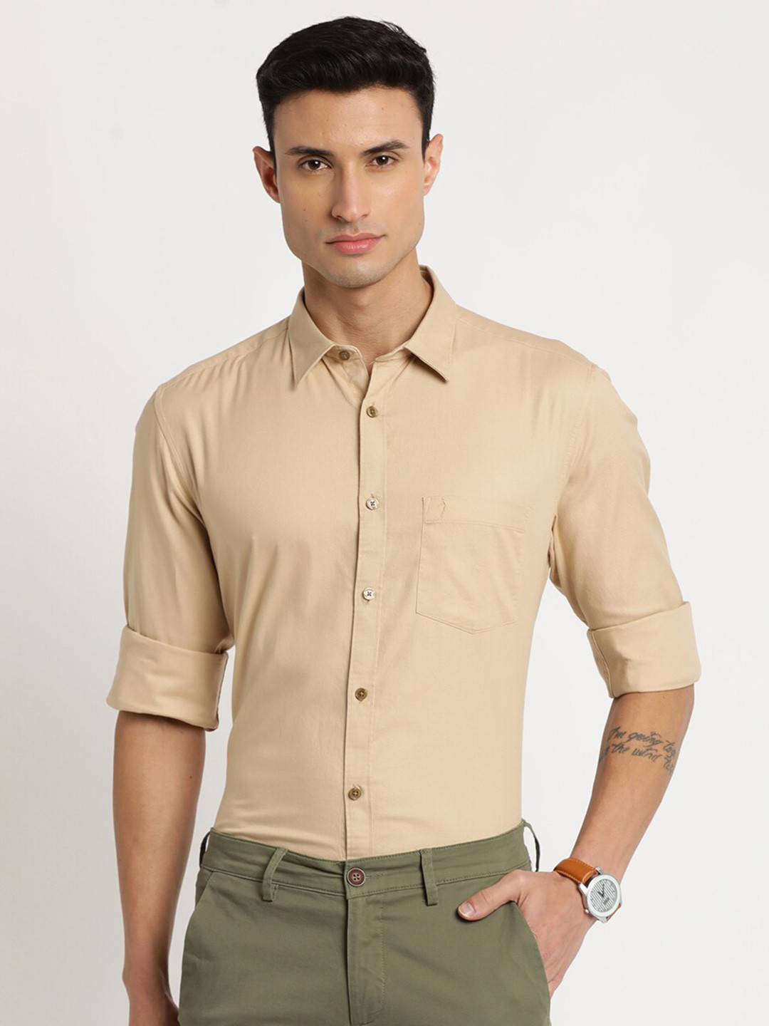 

Indian Terrain Men Cotton Chiseled Slim Fit Formal Shirt, Brown