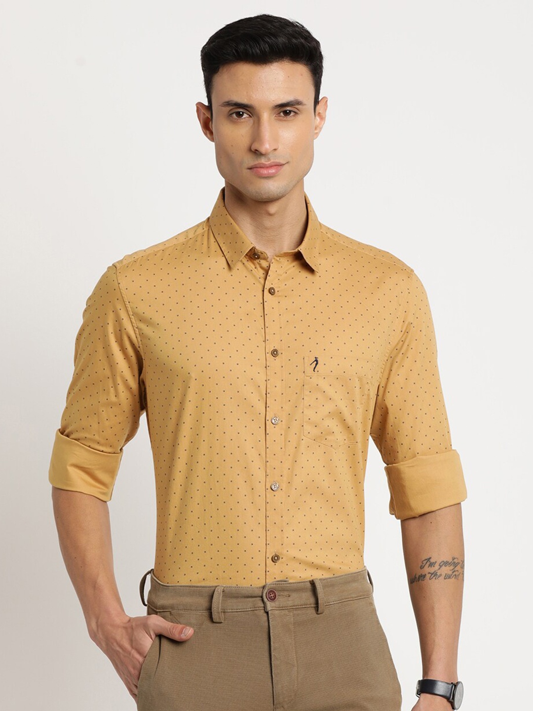 

Indian Terrain Men Chiseled Slim Fit Printed Cotton Casual Shirt, Brown