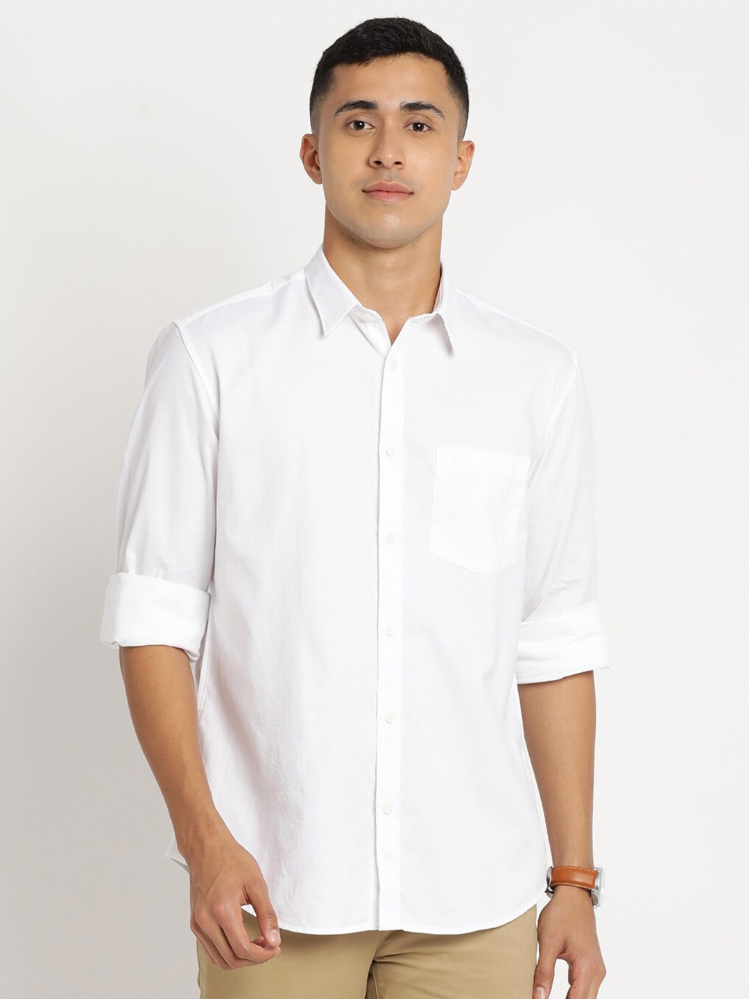 

Indian Terrain Men Cotton Chiseled Slim Fit Casual Shirt, White