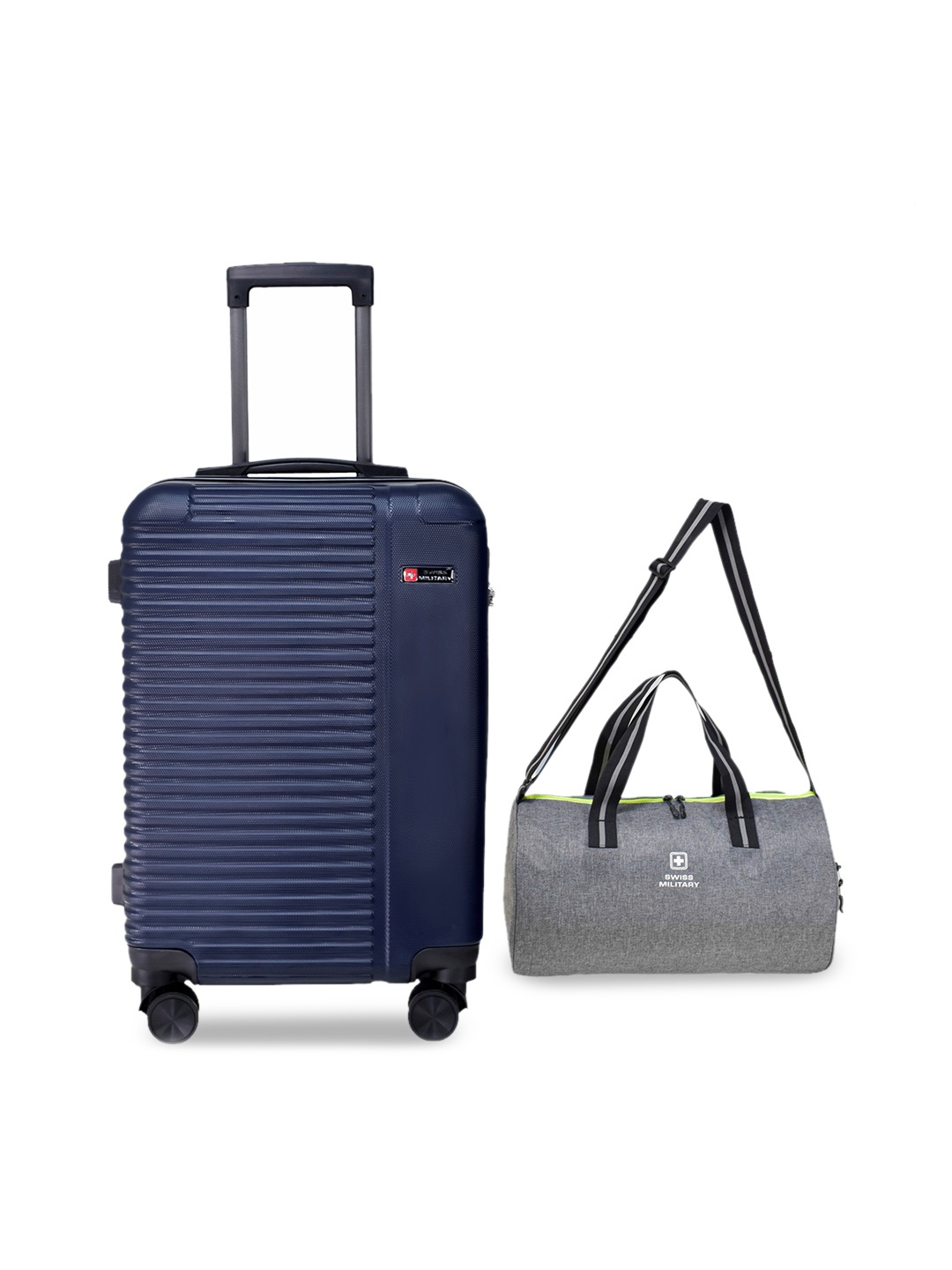 

SWISS MILITARY Textured Hard-Sided Cabin Trolley Bag & Duffle Bag, Blue