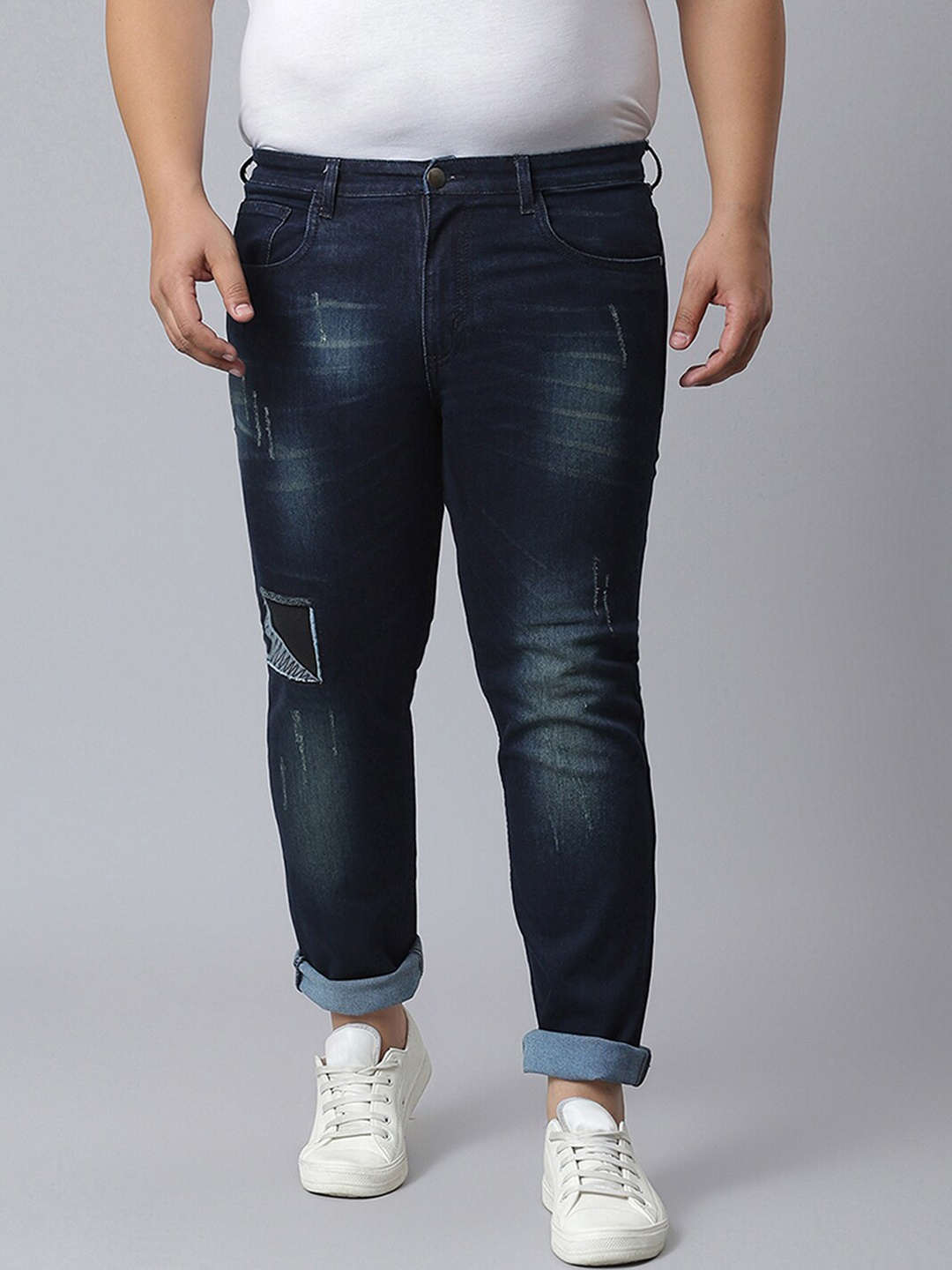 

Instafab Plus Men Plus Size Jean Relaxed Fit Light Fade Stretchable Jeans, Navy blue