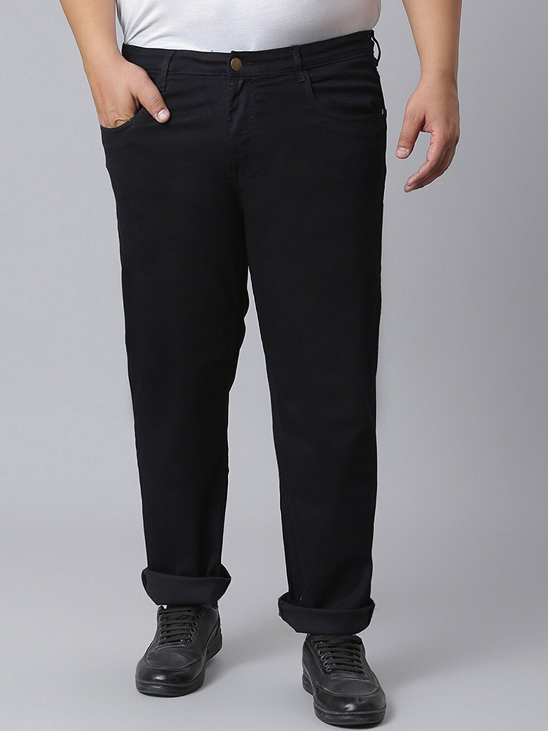 

Instafab Plus Men Plus Size Relaxed Fit Stretchable Cotton Jeans, Black