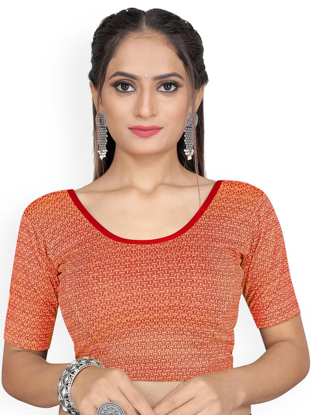 

SERONA FABRICS Printed Saree Blouse, Red