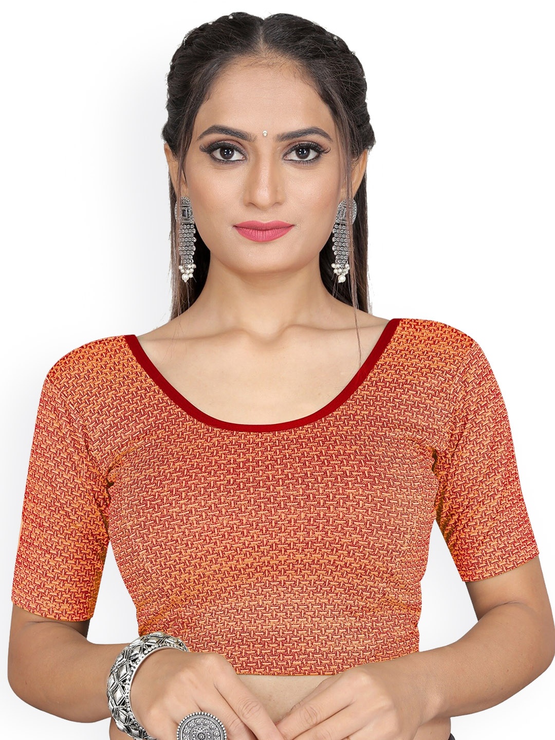 

SERONA FABRICS Printed Saree Blouse, Maroon