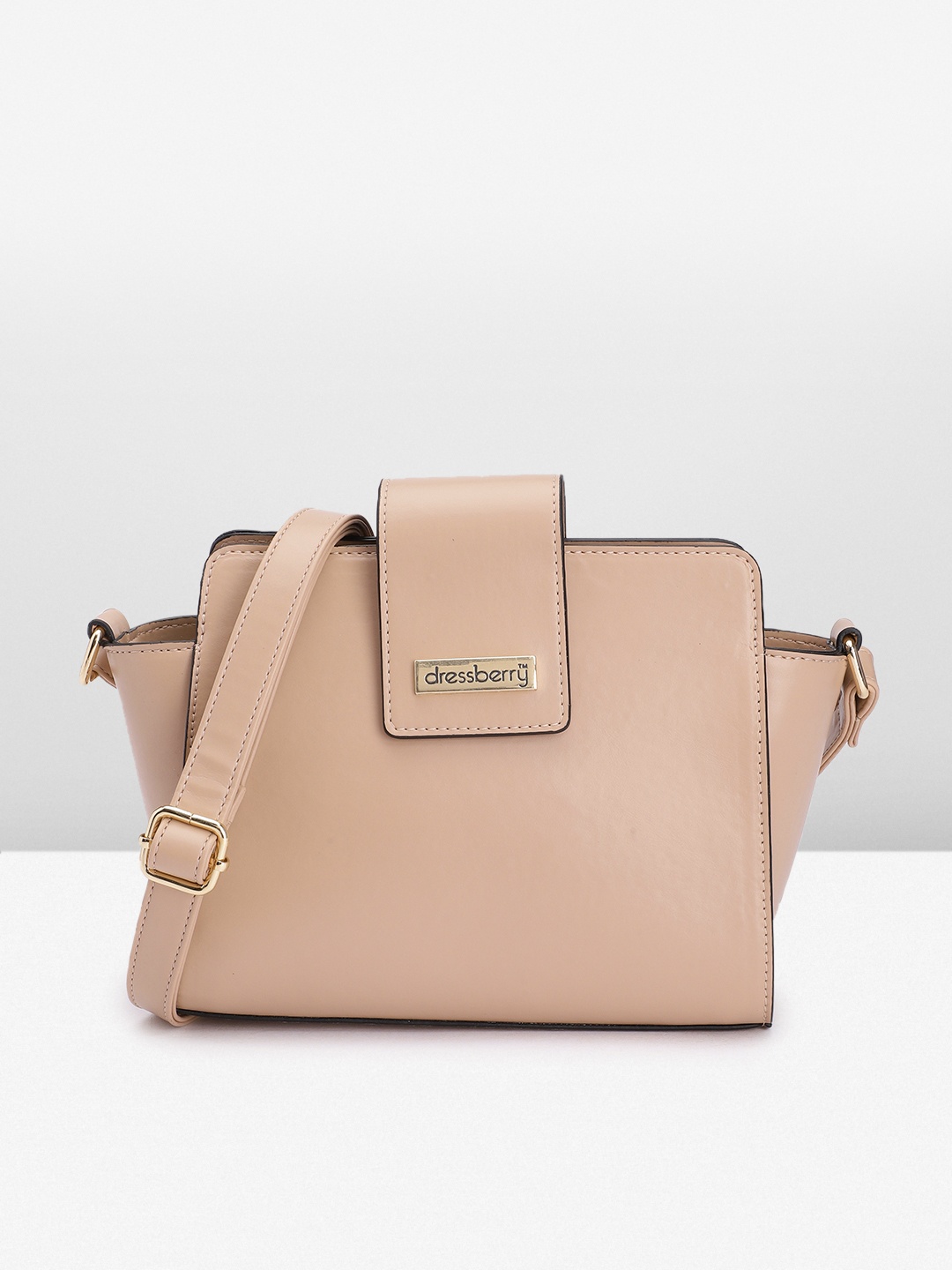 

DressBerry Solid PU Regular Structured Sling Bag, Pink
