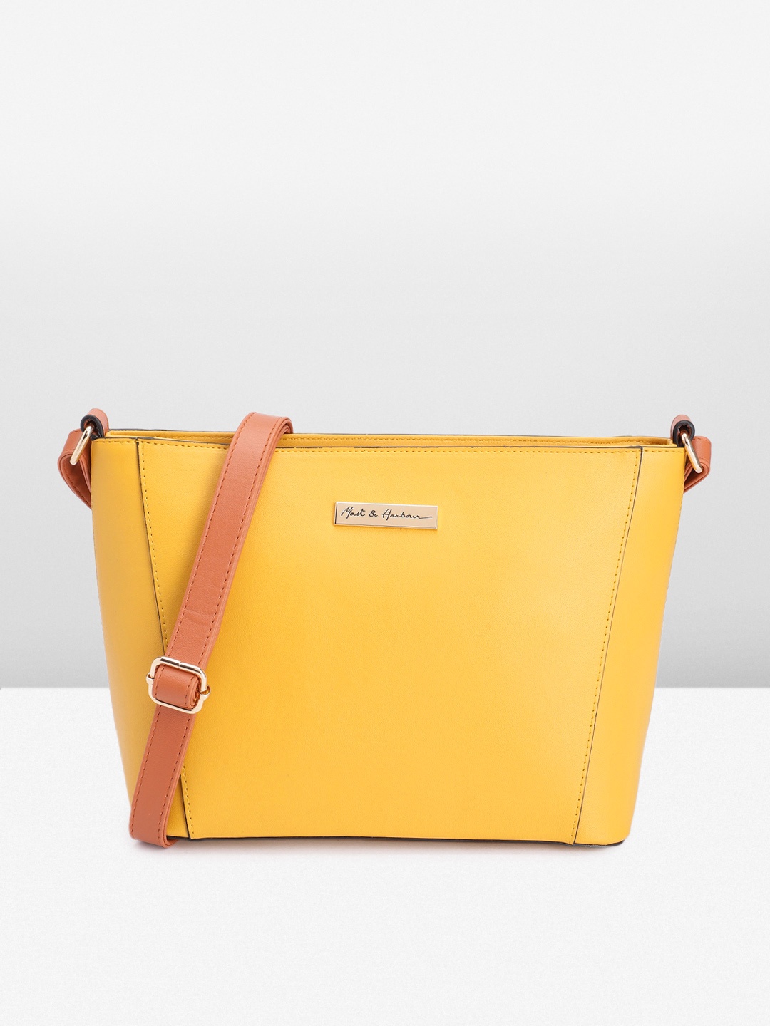 

Mast & Harbour Solid PU Regular Structured Sling Bag, Yellow
