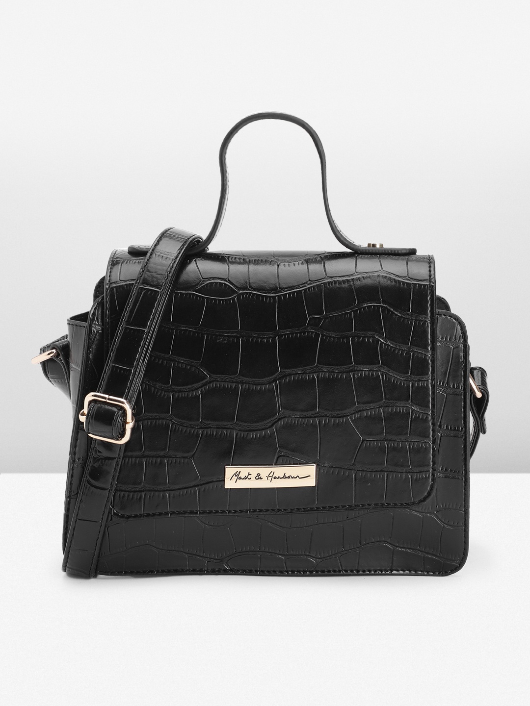 

Mast & Harbour Textured Satchel, Black