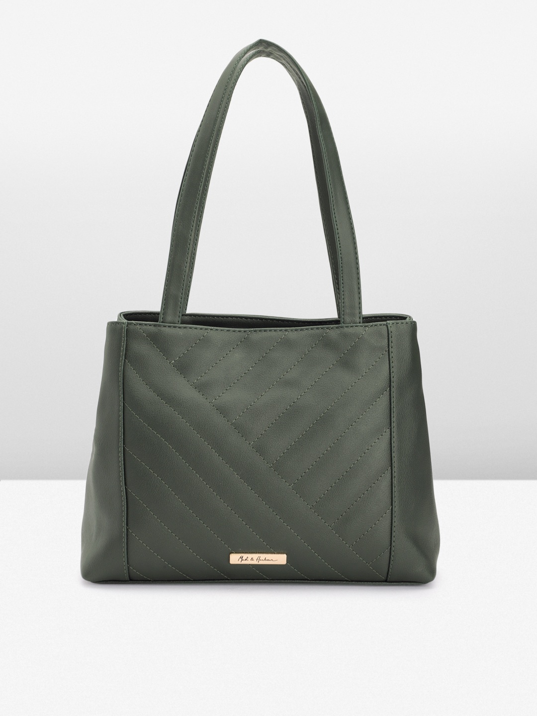 

Mast & Harbour Quilted Structured Shoulder Bag, Green