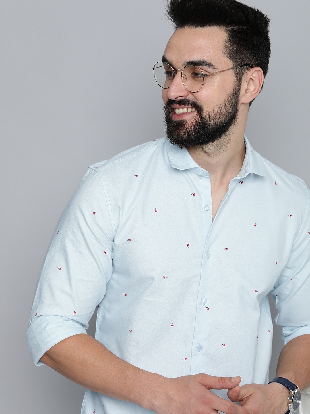 

Mast & Harbour Printed Pure Cotton Casual Shirt, Blue