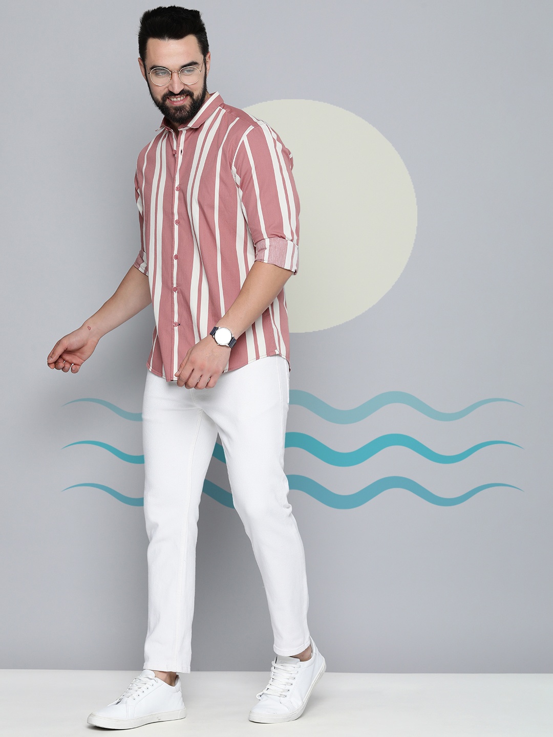 

Mast & Harbour Striped Pure Cotton Casual Shirt, Mauve