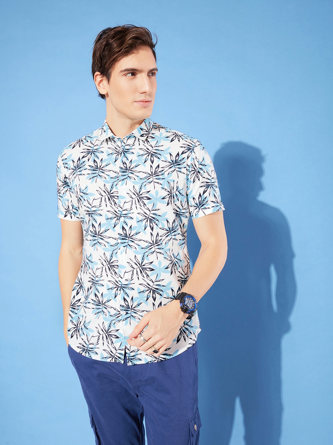 

Mast & Harbour Pure Cotton Floral Printed Casual Shirt, White