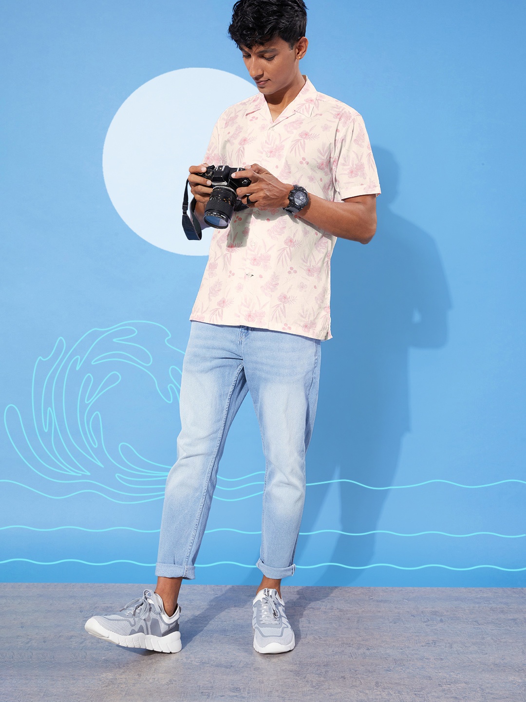 

Mast & Harbour Pastel Pink Flower Power Pure Cotton Casual Shirt