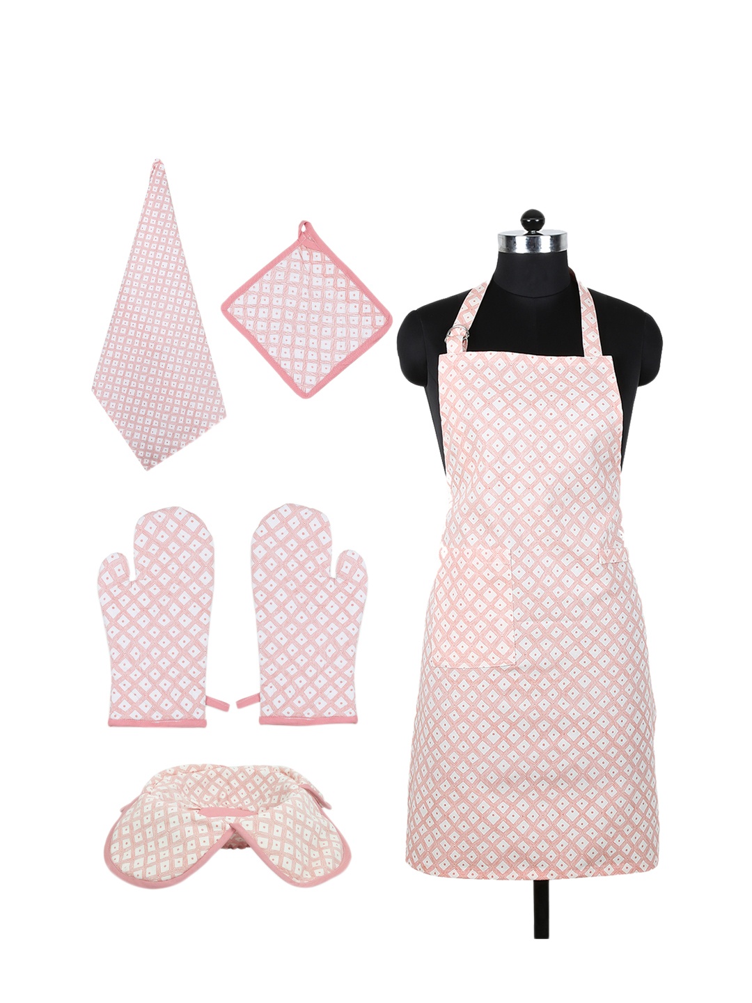 

House This Pink Cotton Printed Kitchen Set