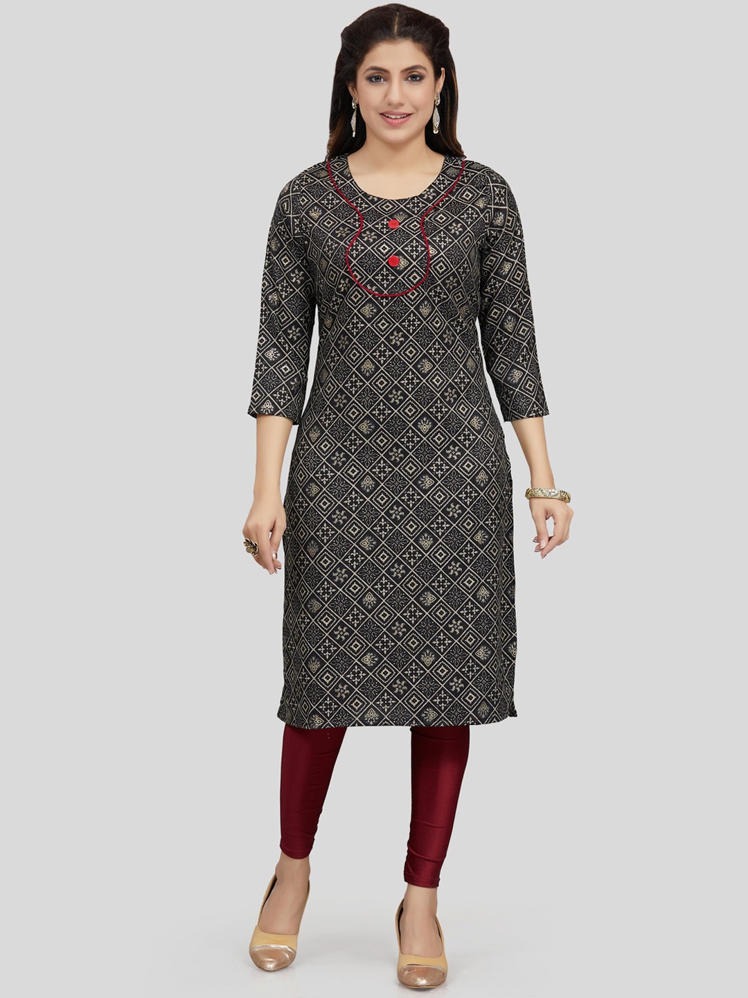 

Saree Swarg Women Ethnic Motifs Printed Kurta, Black