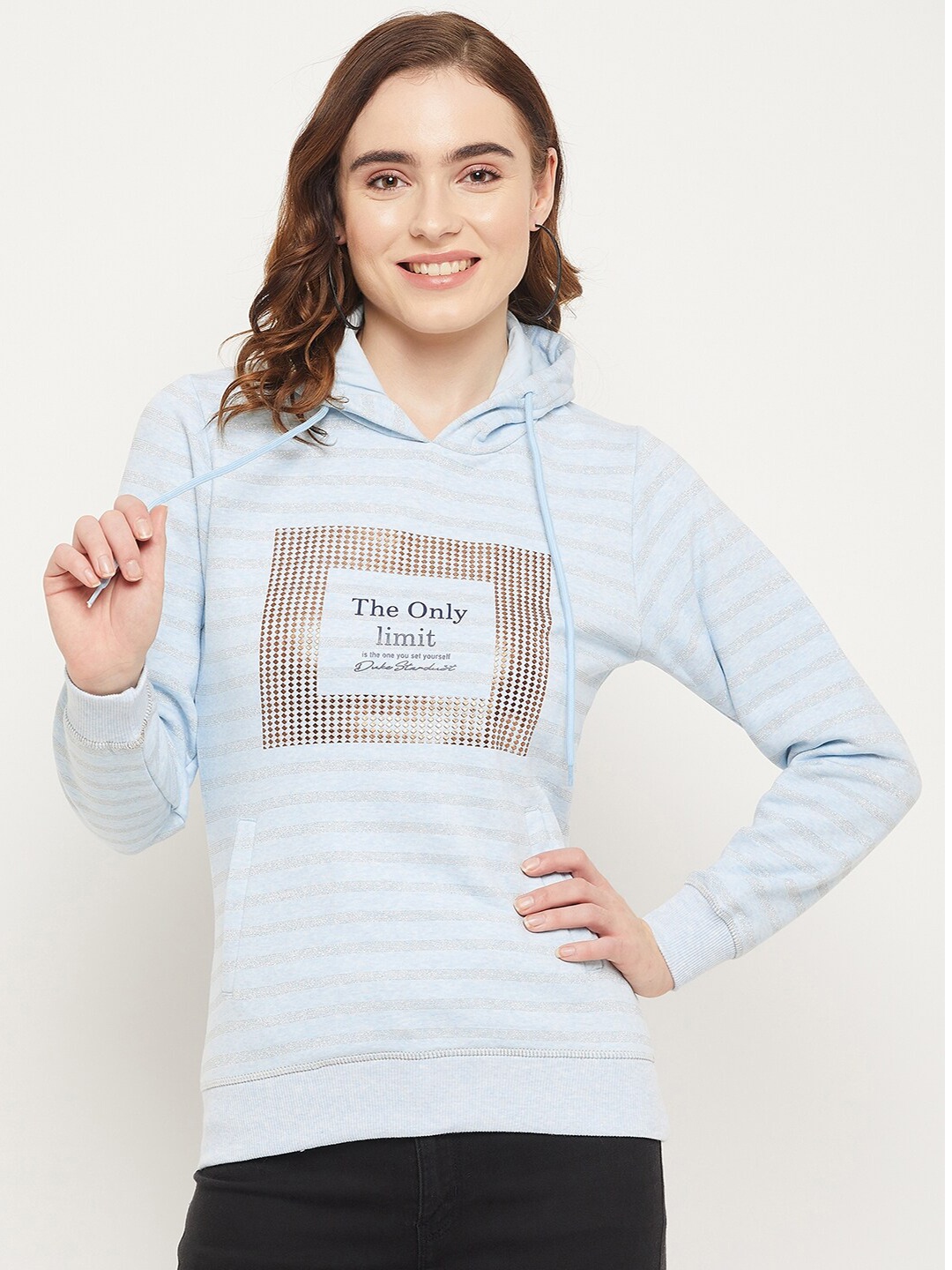 

Duke Women Typography Printed Hooded Sweatshirt, Blue