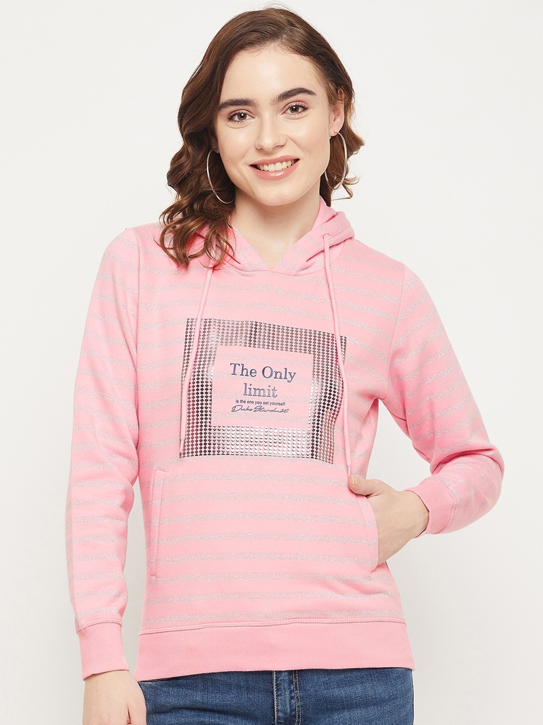 

Duke Women Fleece Printed Hooded Sweatshirt, Pink