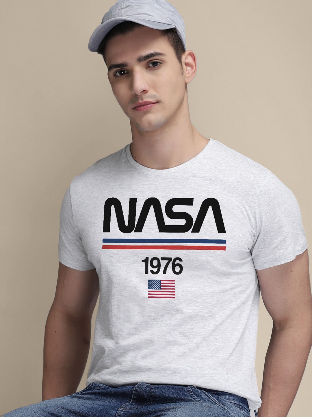 

Free Authority Men Nasa Printed Tshirt, Grey