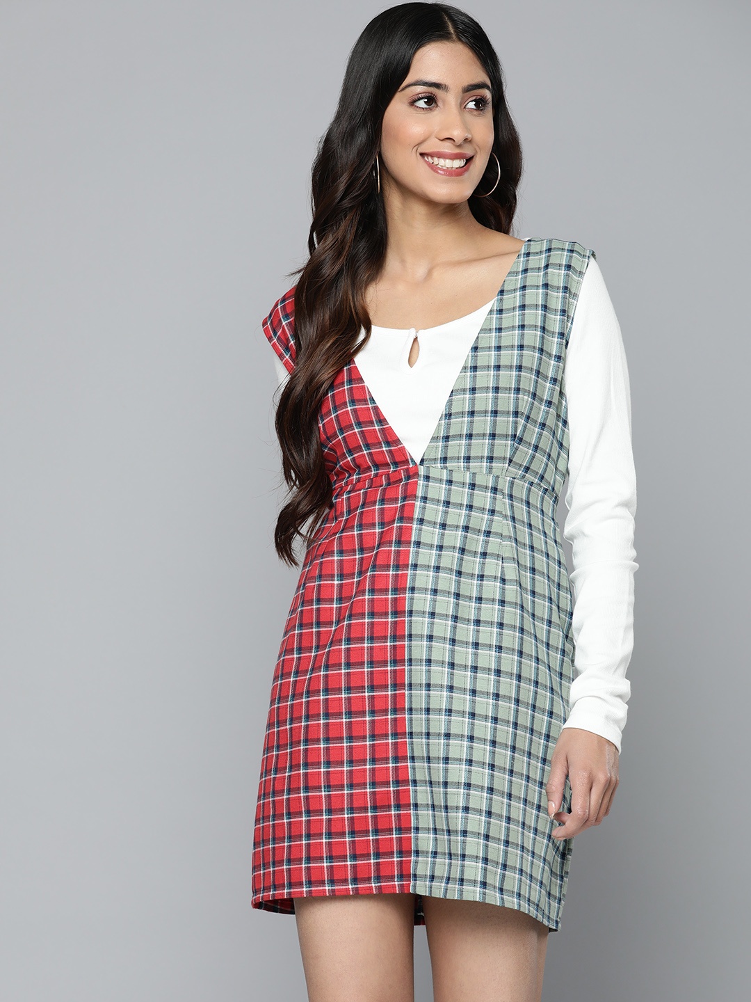 

HERE&NOW Checked A-Line Mini Dress, Multi