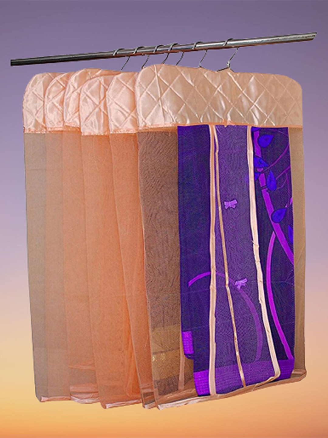

atorakushon Set Of 18 Peach Net Hanging Saree Covers