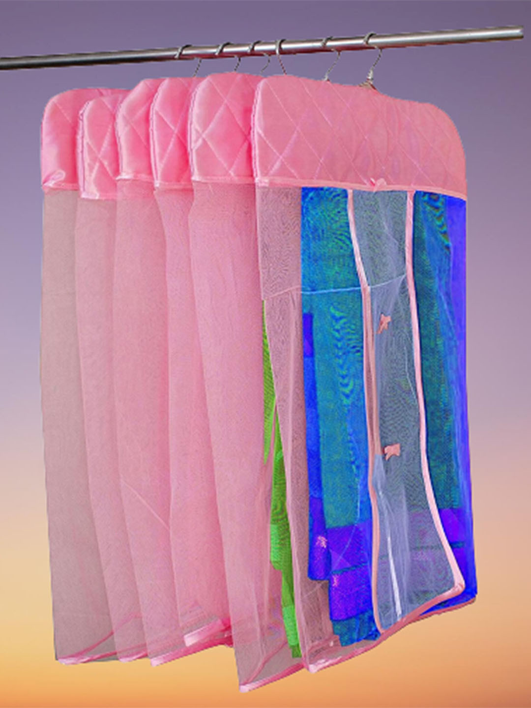 

atorakushon Set Of 6 Pink Durable Hanging Saree Covers