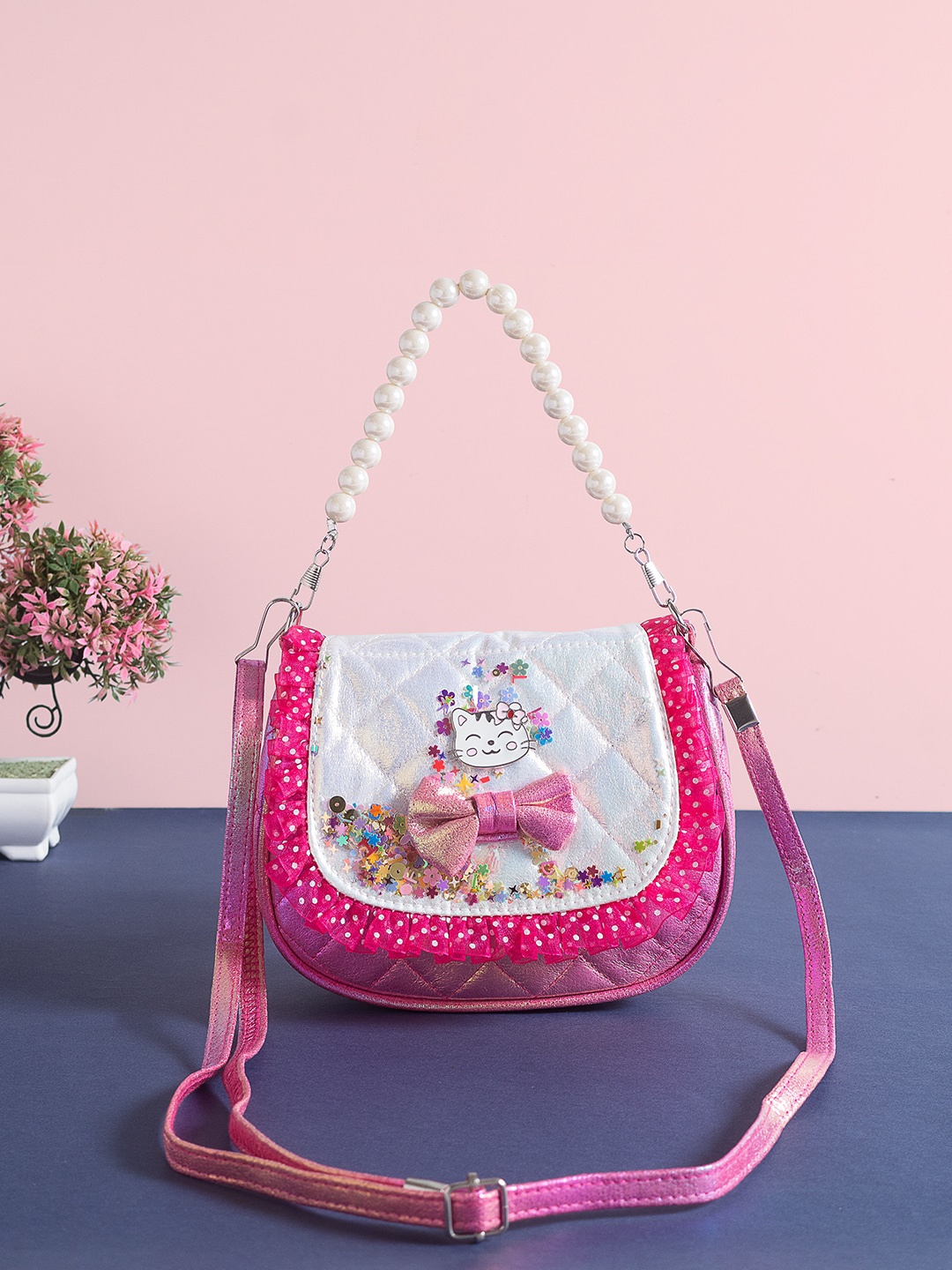 

Golden Peacock Girls Geometric Shopper Sling Bag, Pink