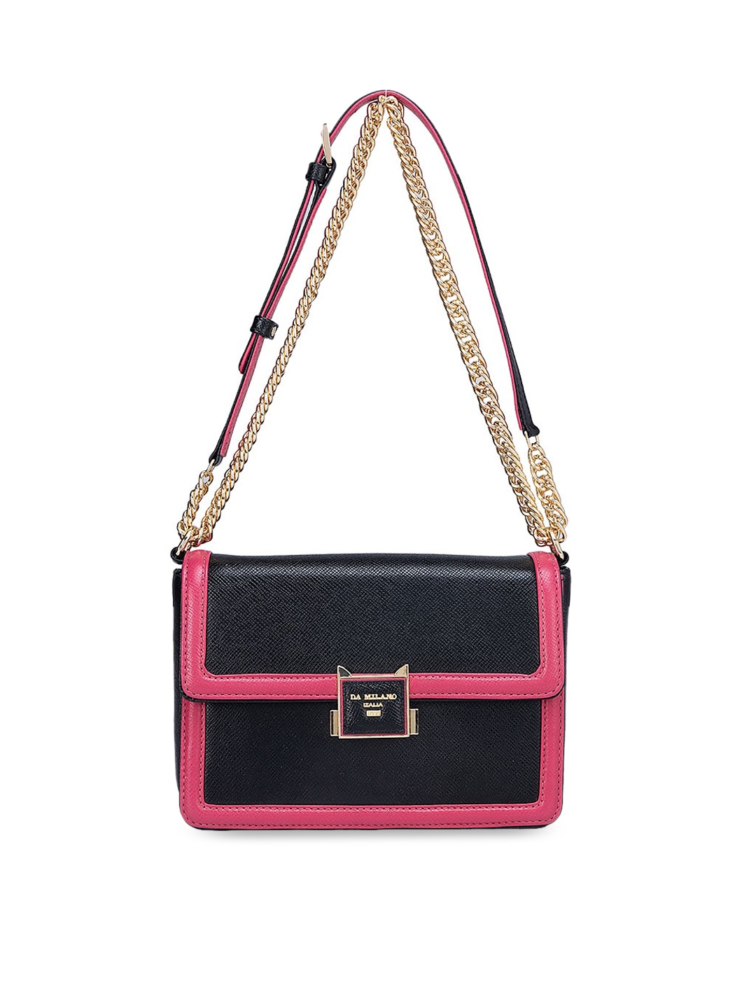 

Da Milano Leather Structured Sling Bag, Black