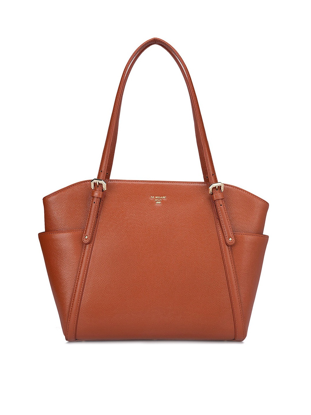 

Da Milano Leather Structured Shoulder Bag, Orange