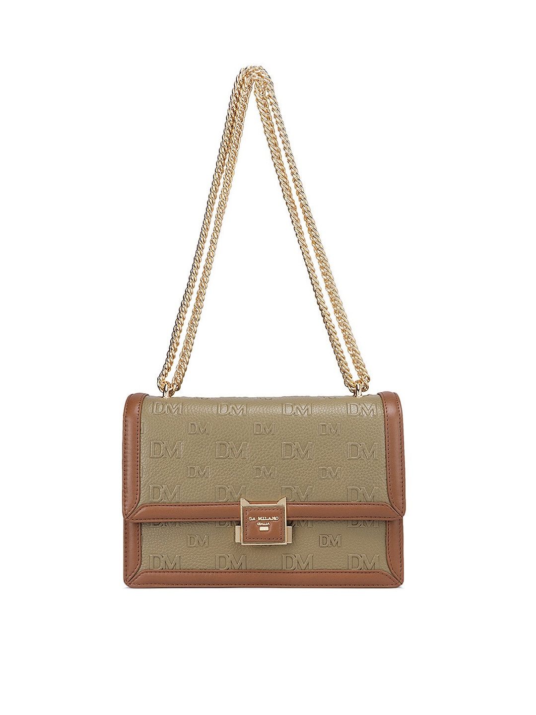 

Da Milano Colourblocked Leather Structured Shoulder Bag, Olive