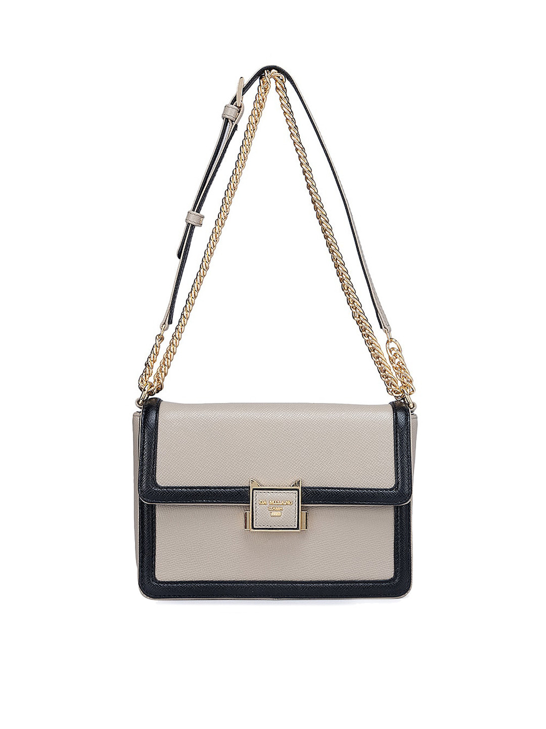 

Da Milano Women Animal Textured Leather Structured Sling Bag, Grey