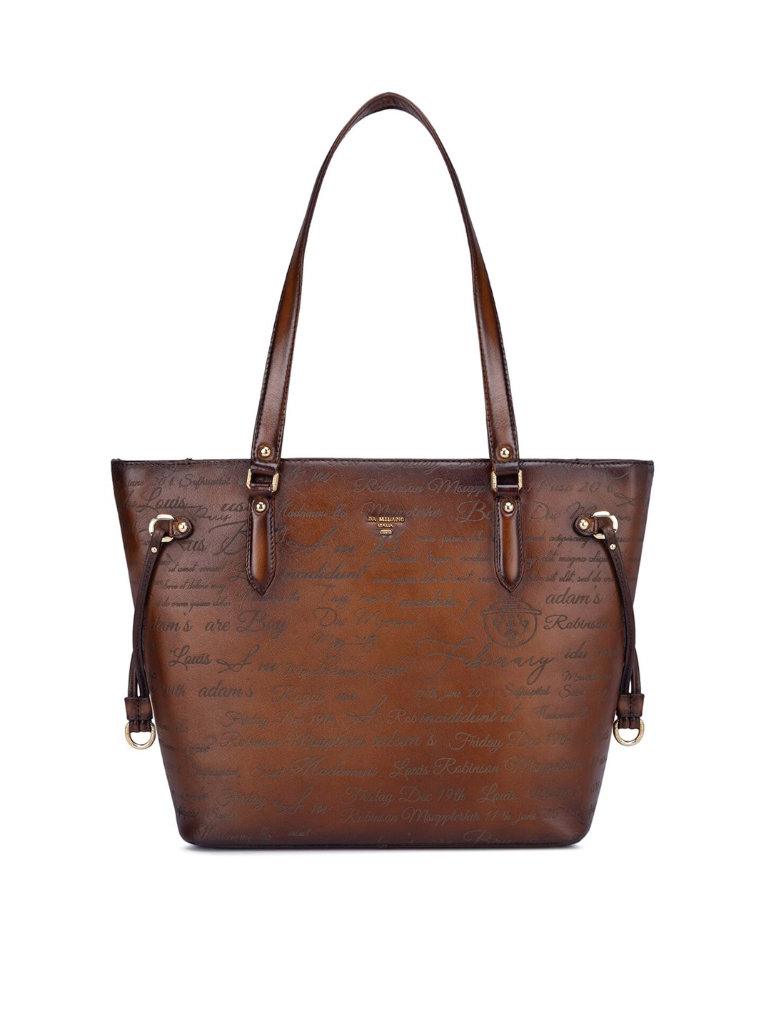 

Da Milano Brown Embellished Leather Structured Shoulder Bag