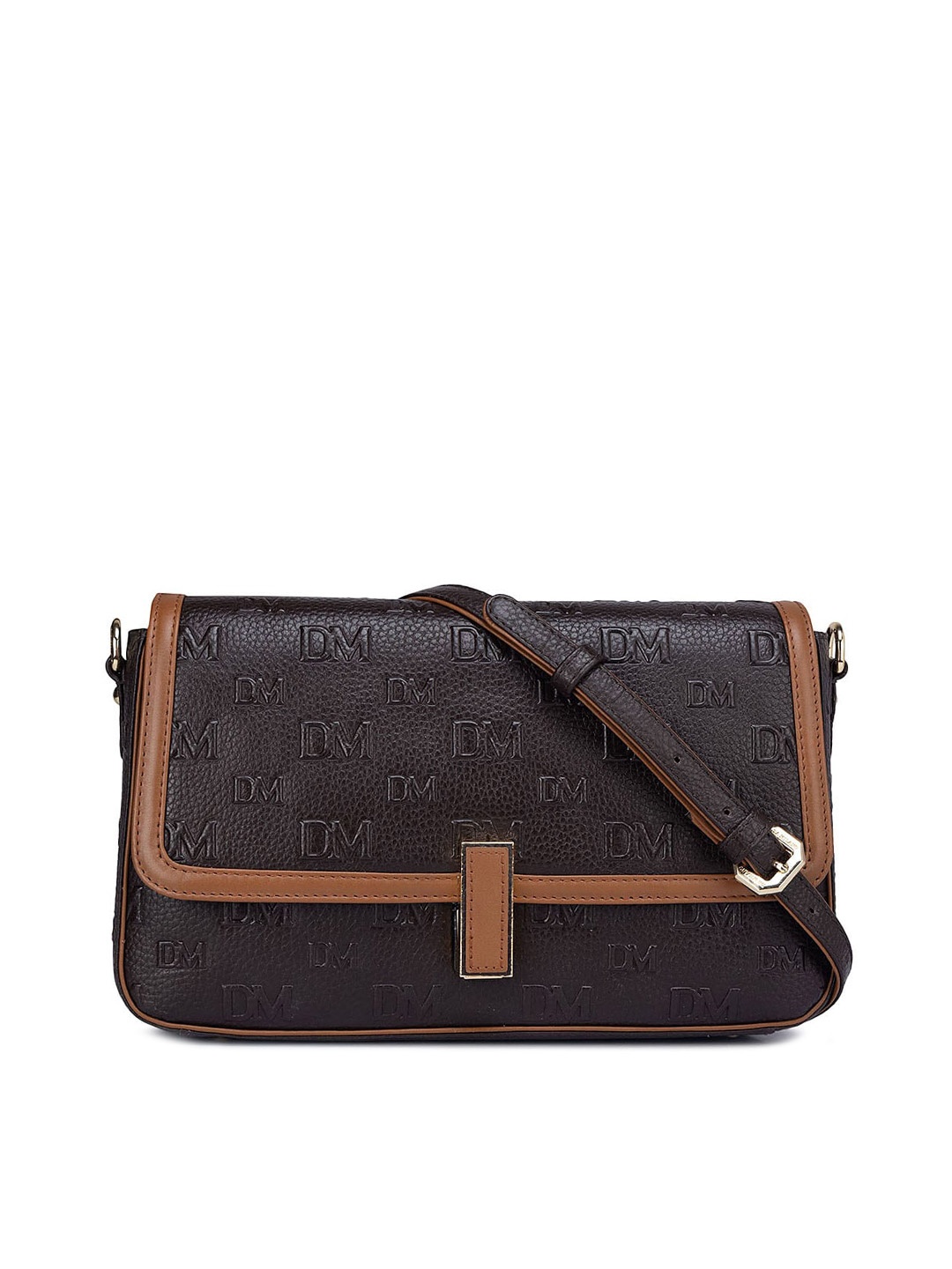 

Da Milano Textured Leather Structured Sling Bag, Brown