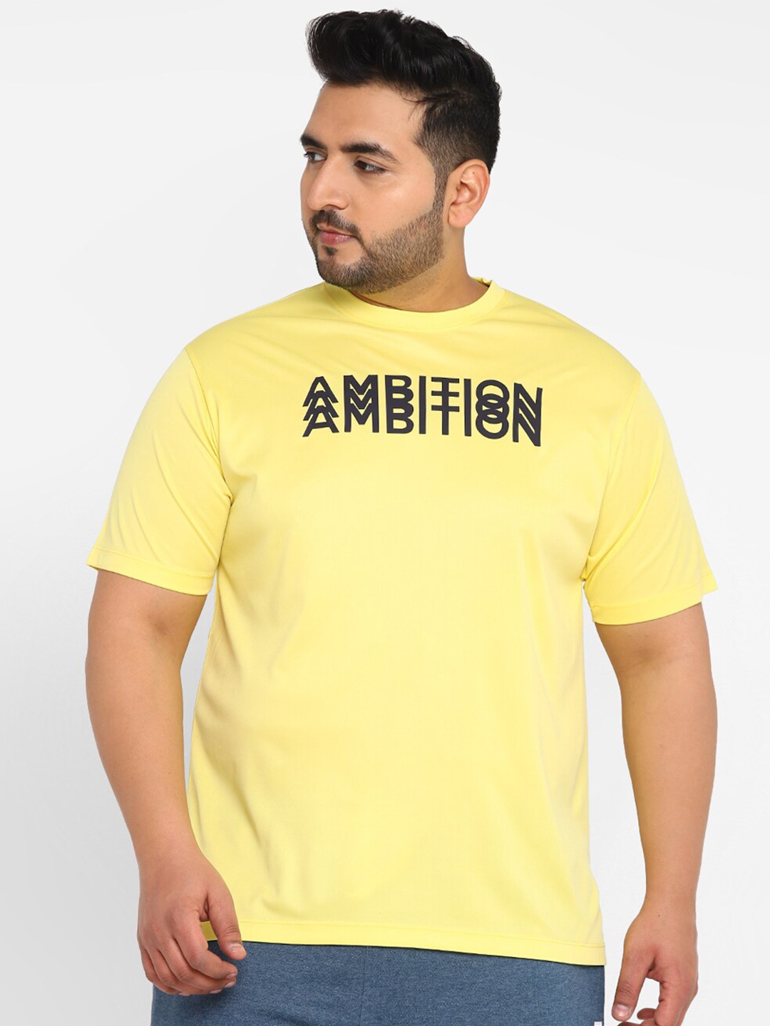

Yuuki Men Plus Size Typography Printed Cotton T-shirt, Yellow