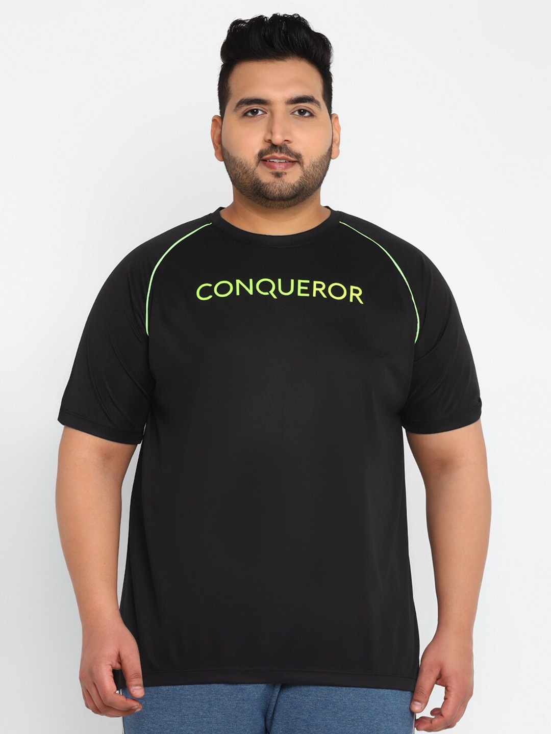 

Yuuki Men Plus Size Typography Printed Cotton T-shirt, Black